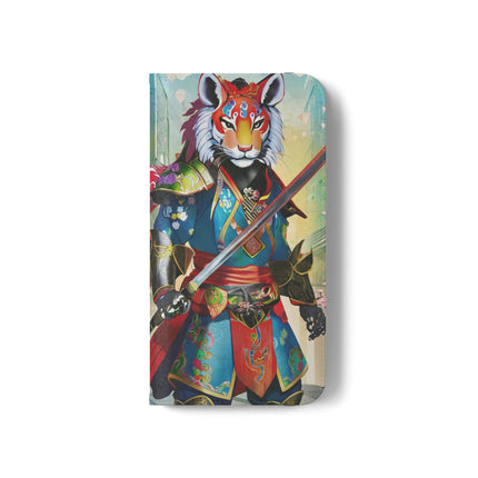🦁🦊⚔️ Cyberpunk Lion Samurai Flip Case – Futuristic Honor & Kitsune Spirit