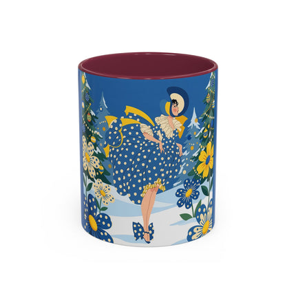 💙🌼 The Bluebell Christmas Promenade Colorful Mug – Art Deco Holiday Fantasy