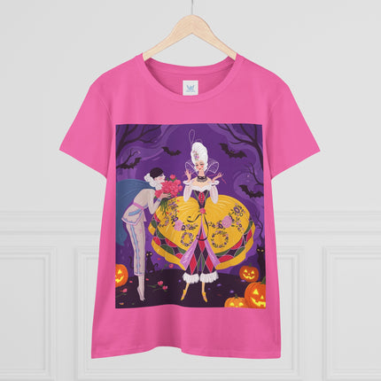 🎭🌹 The Harlequin Rose Masquerade Cotton Tee – Theatrical Halloween Romance