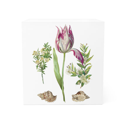 Tulip, Branches of Myrtle, and Shells by Maria Sibylla Merian Note Cube