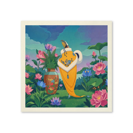 🪷✨ The Lady Of The Golden Lotus Garden Napkins – Art Deco Floral Elegance