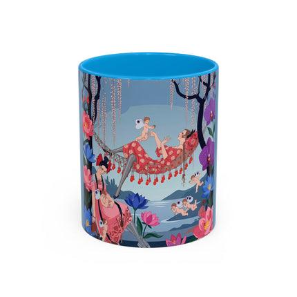 The Ladies Of The Enchanted Hammock Colorful Mugs – Art Deco Whimsical Garden Elegance