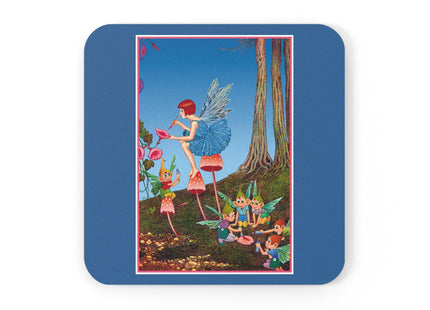Periwinkle Painting the Petals Cork Back Coaster