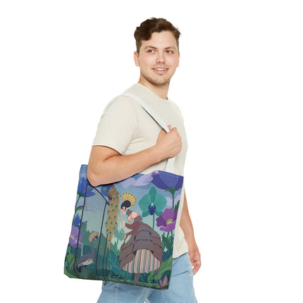 🦚🌸 The Lady Of The Peacock Garden Tote Bag – Art Deco Floral Fantasy