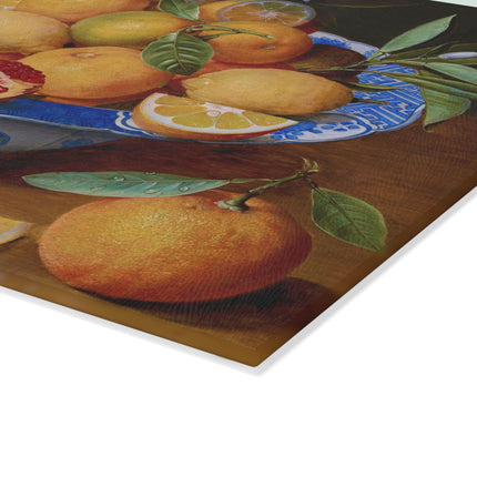 Still Life with Lemons, Oranges, and a Pomegranate Glass Cutting Board