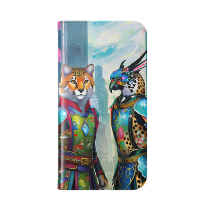 🐆🦜 Cybernetic Duets Flip Case – Neon Elegance & Digital Harmony