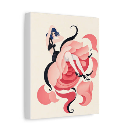 🌹🖤 The Lady Of The Blushing Rose Matte Canvas – Art Deco Fashion Illustration