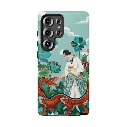🐉🌿 The Dragon Keeper Phone Case – Art Deco Floral Fantasy
