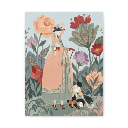 🌹🐈 The Lady And Puss In Boots Placemat – Art Deco Floral Whimsy