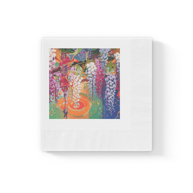 Golden Wisteria Elegance White Coined Napkins