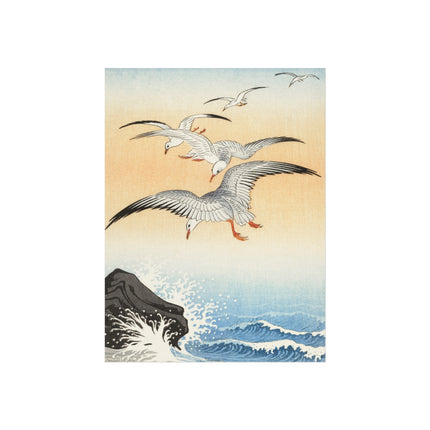 Five Seagulls Above Turbulent Sea by Ohara Koson Fine Art Posters