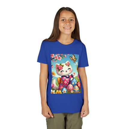 Easter Kitten and Painted Eggs Youth Short Sleeve Tee