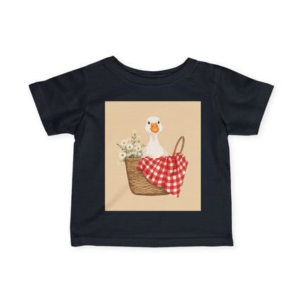 🦆🌼 The Little Daisy Basket Duckling Infant Fine Jersey Tee – Whimsical Woodland Charm