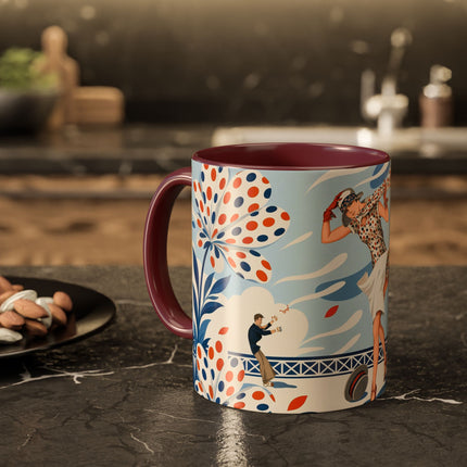 🌼🧡 The Polka Dot Wind Dancer Colorful Mug – Art Deco Fashion Whimsy