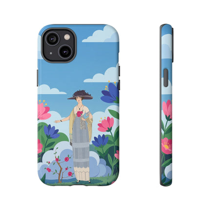 🌸🎩 The Lady Of The Grand Flower Garden Phone Case – Art Deco Fashion Illustration