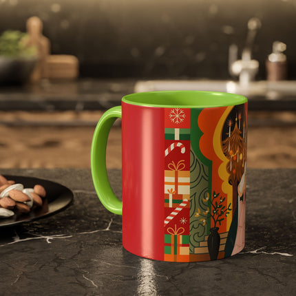 ❤️ The Lady Of The Candlelit Christmas Alcove Colorful Mug – Art Deco Holiday Elegance