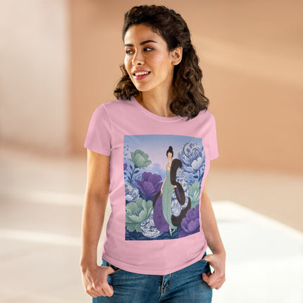 💜🌸 The Lavender Porcelain Garden Cotton Tee – Art Deco Fashion Elegance