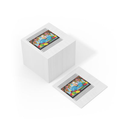 Blooms and Chicks White Coined Napkins