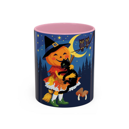 🎃🐈‍⬛ The Little Pumpkin Witch And Her Black Cat Colorful Mug – Whimsical Halloween Charm