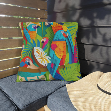 Colorful Macaws Outdoor Pillows