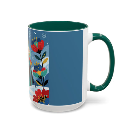 ❤️❄️ The Winter Heart Messenger Colorful Mug – Art Deco Snow Garden Fantasy