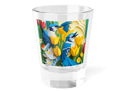 Blue Jays in a Spring Garden Shot Glass, 1.5oz