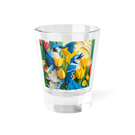Blue Jays in a Spring Garden Shot Glass, 1.5oz