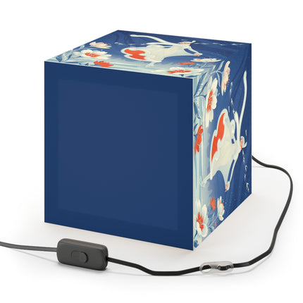 ❄️⛸️ The Winter Skater’s Flight Light Cube Lamp – Art Deco Floral Fantasy
