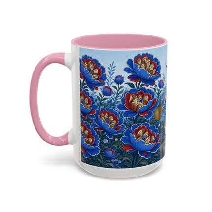 💙🌺 The Sapphire Blossom Garden Dancer Colorful Mug – Art Deco Fashion Fantasy