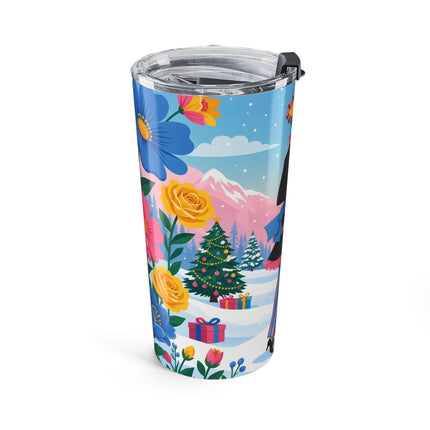 🌹🎄 The Lady Of The Christmas Rose Garden Tumbler – Art Deco Holiday Elegance