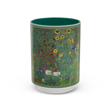 Farm Garden with Sunflowers by Gustav Klimt Colorful Mugs (11oz, 15oz)