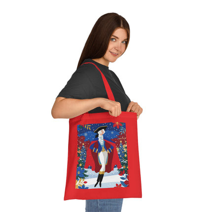 🎄🎭 The Christmas Masquerade Lady Cotton Tote Bag – Art Deco Holiday Glamour