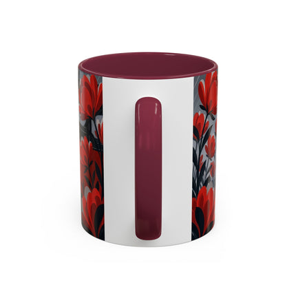 ☔🌹 The Scarlet Rainstorm Promenade Colorful Mug – Art Deco Motoring Elegance