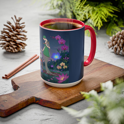 Moonlit Incense Ceremony Colorful Mugs – Art Deco Meditation Garden