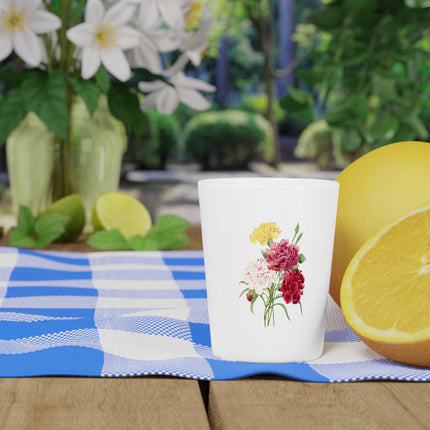 Carnation botanical illustration by Pierre-Joseph Redouté Ceramic Shot Glass
