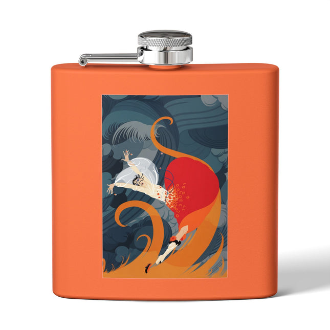 Flame of the Tempest Stainless Steel Flask – Fiery Storm & Dramatic Elegance