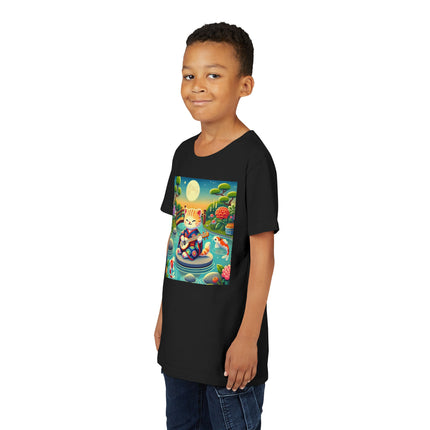 Melodic Kitten by the Koi Pond Youth Short Sleeve Tee