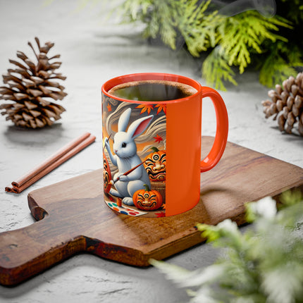 Halloween Rabbit’s Kabuki Jack-o’-Lanterns Colorful Mugs (11oz, 15oz)