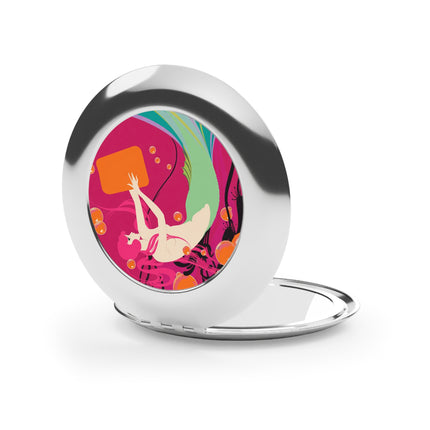 Mermaid Dive Compact Mirror – Vibrant Waves & Playful Charm