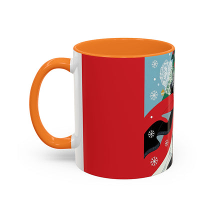 ❤️ The Lady Of The Crimson Scarf Colorful Mug – Art Deco Christmas Elegance