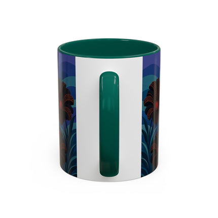 🖤🌺 The Midnight Floral Acrobat Colorful Mug – Art Deco Fashion Whimsy
