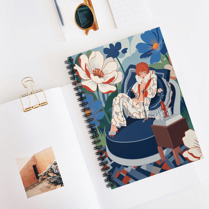 🌺🛋️ The Lady Of The Grand Floral Chaise Spiral Notebook – Art Deco Fashion Whimsy
