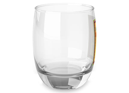 Elegant Holiday Woman with Gifts Whiskey Glass
