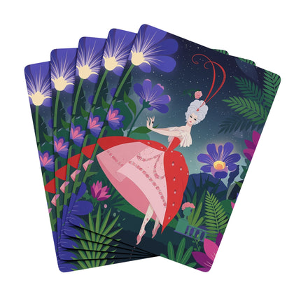 🌙🌺 Moonlight Waltz Among The Blossoms Playing Cards – Art Deco Floral Enchantment