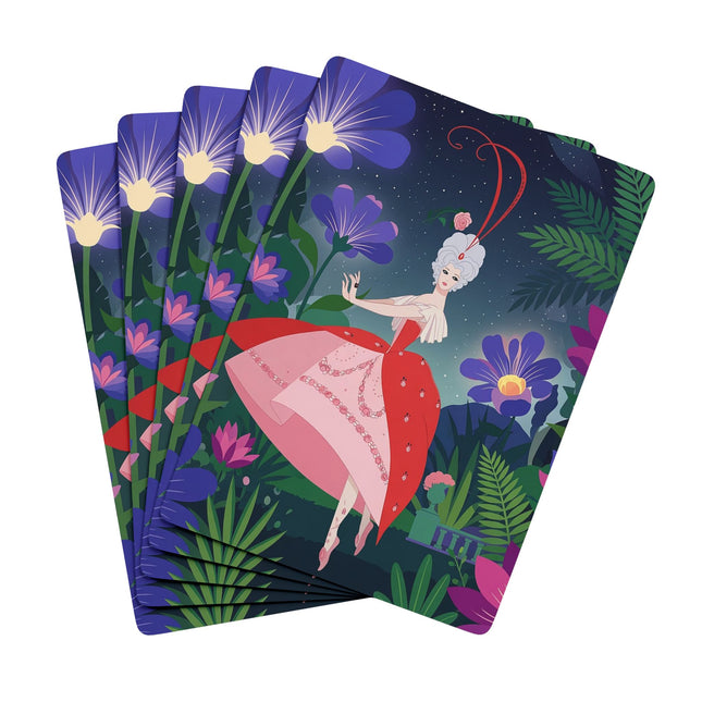 🌙🌺 Moonlight Waltz Among The Blossoms Playing Cards – Art Deco Floral Enchantment