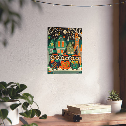 Night of the Trick-or-Treating Owlets Fine Art Posters