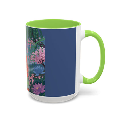 The Lady Of The Cherry Blossoms Colorful Mugs – Art Deco Spring Elegance