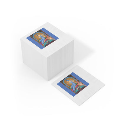 September & Sapphire Zodiac White Coined Napkins