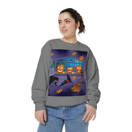Whimsical Halloween Mischief Unisex Garment-Dyed Sweatshirt