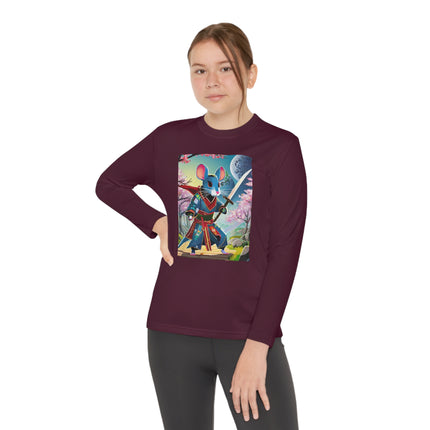 Cyber Samurai Rat Youth Long Sleeve Competitor Tee – Neon Warriors & Futuristic Adventure